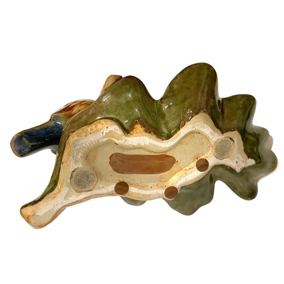 Ceramic Drip-Glazed Blue Bird Leaf Serving Dish, Candy Nut Tray Sculpture-ZQQQC - Picture 15 of 16